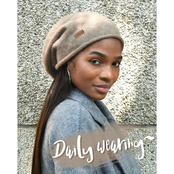 Women Slouchy Beanie Hat Soft Warm Wool Blend Winter Accessories - Picture 5 of 7
